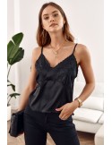 Lingerie top with embroidered neckline, black 6978 - Online store - Boutique